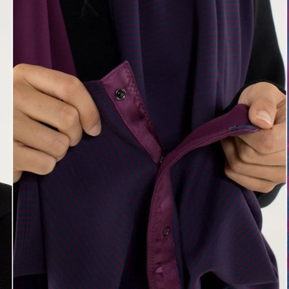 Lululemon Vinyasa Scarf Rulu Hyper Stripe Plum Purple Reversible Snap Wrap
